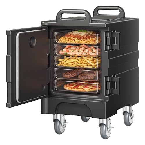 VEVOR Conteneur Isotherme pour Plateau Gastronorme 75 L, Boîte de Transport Empilable, Chargement Frontal, avec Doubles Boucles, Poignées et roulettes,...