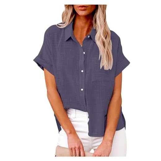 Lastesso Womens Top Linen Shirts for Women Button Up Cotton Short Sleeve Blouses Casual Collared Loose Shirt Soft Summer Beach Tops Peime My Orders