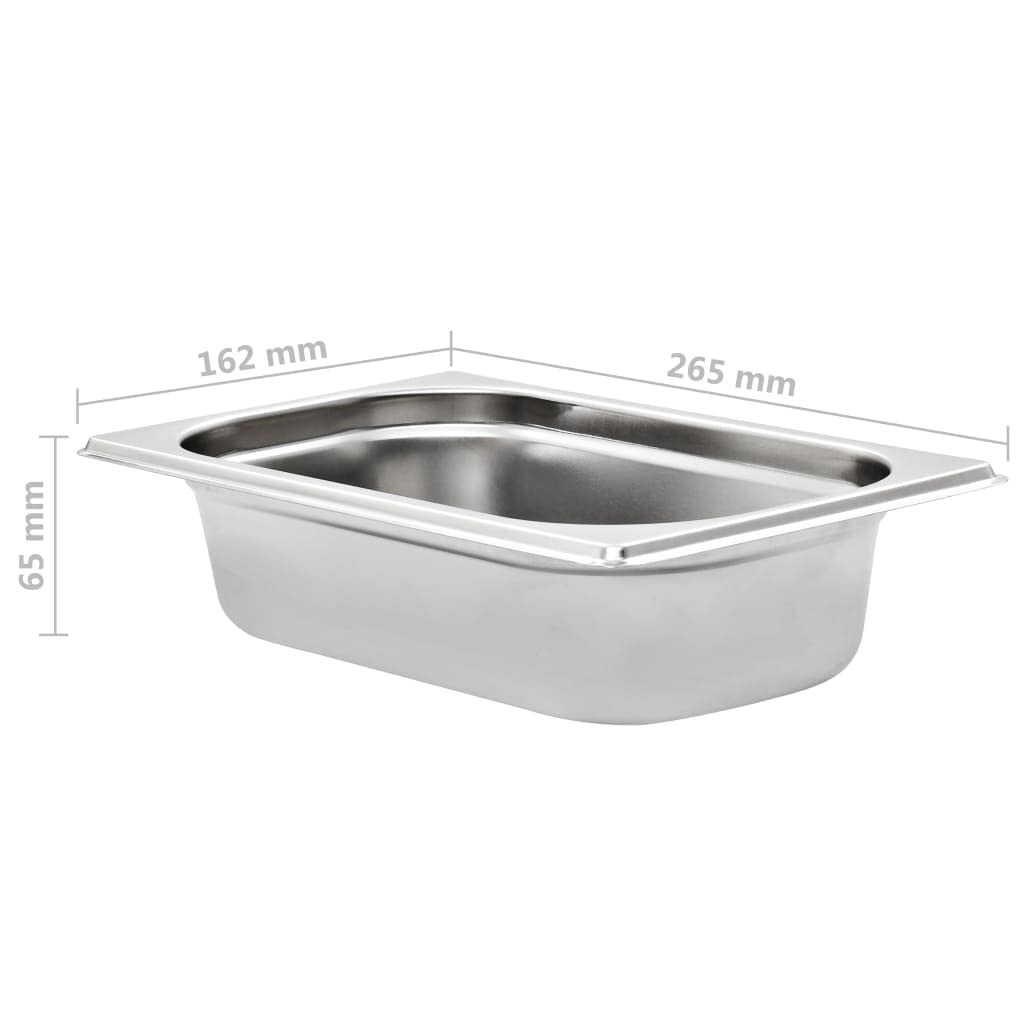 Depósito Gastronorm GN 1/4 de acero inoxidable 265 x 162 x 65 mm 1,8 litros de volumen 8 unidades recipientes apilables para calentador de alimentos Bain-Marie Chafing-Dish Buffet Catering