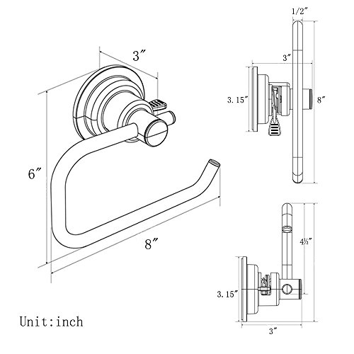 BOPai Modern Vacuum Suction Cup Toilet Paper Holder,Removable Bracket for Bathroom Kitchen.Chrome