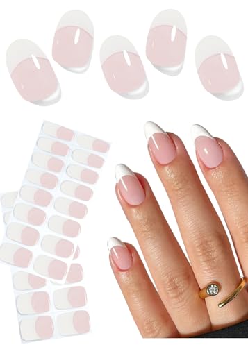 Wahrshei UV Pegatinas de Gel Base rosa francesa,30 Pcs Semicurado,Adhesivos para Uñas