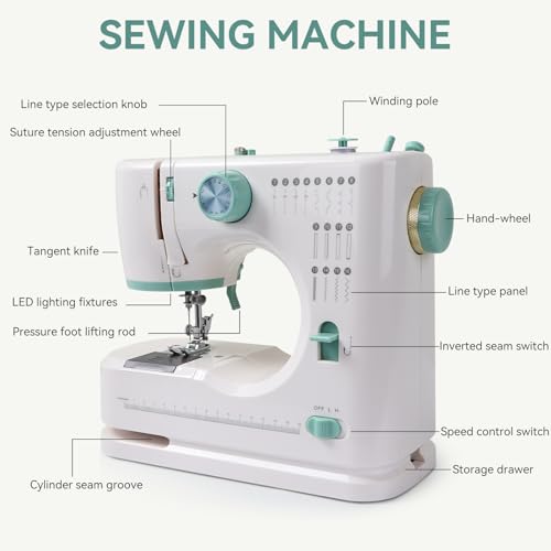 Miniatura 4 de Máquina De Coser Portátil, 16 Puntadas Máquina Coser Para Principiantes Y Niños, Fácil Uso Con Luz Led, Mini Costura Para Jeans, Sewing Machine Con Hilo Y Tijeras Kit Incluido