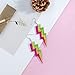 Mintolex 80s Neon Earrings for Women Acrylic Lightning Bolt Drop Earrings Retro 80s 90s Glow Party Accessories Neon Jewelry for Halloween Costume Outfit, Hot Pink Yellow Green