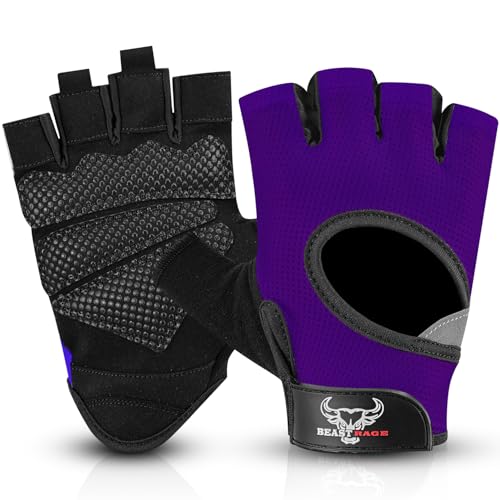 BEAST RAGE Guantes de levantamiento de pesas para hombres y mujeres, guantes de gimnasia para crossfit,transpirables, antideslizantes,palma acolchada de silicona,guantes de entrenamiento para
