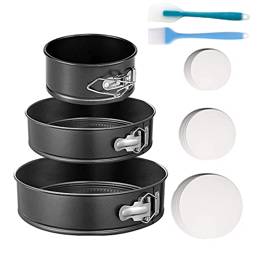 Eiarkavnon Springform Cake Pan Set, 4 7 9 Inch Round Cake Pans Sets For Baking, Leakproof Nonstick Cheesecake Pan Removable Bottom Bakeware Cake Mold With 150 Parchment Paper Liners 1 Spatula 1 Brush #TOP26