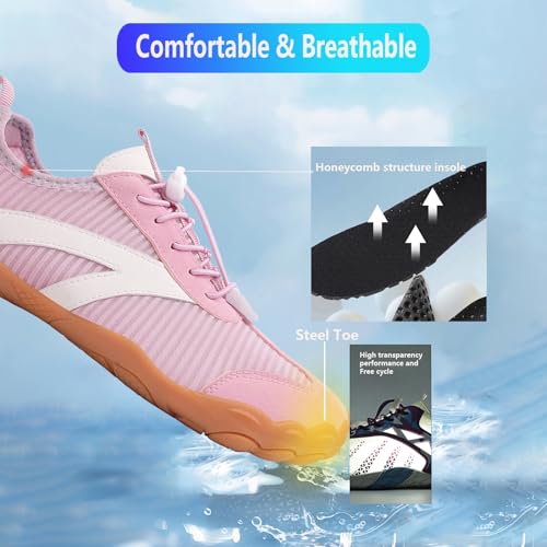 Image of Beach Water Shoes for Women Men Quick Dry Non-Slip Wide Toe Hike Barefoot Footwear for Beach Pool Aqua Swim Surf Walk