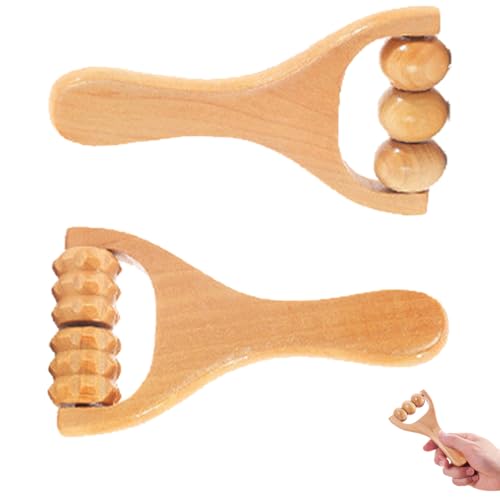 KOAHDE Masaje Corporal de Madera,Rodillo de Masaje de Tres Cuentas,Juego de Rodillos de Masaje para Masaje de Pies de Madera,Masaje de Pies de Madera,Masajeador de Punto Gatillo,Rodillos de Masaje