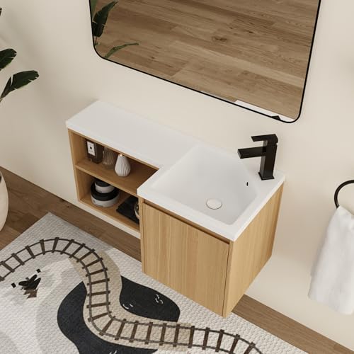 Malwee 36" Corner Floating Bathroom Vanity with Resin Sink