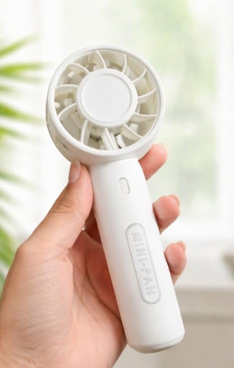 Image of Mini Portable Fan for girls, Powerful Hand Fan with 3 Speed Personal Small Desk Fan With Base, Lightweight Rechargeable Usb Handheld Fan For Girl, Women, Men, Indoor, Outdoor, 15 Cm