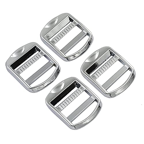 DGOL 10 pcs 1 inch Strong Heavy Shinning Zinc Alloy Ladder Lock Slider Adjustable Webbing Strap Release Buckles (SILVER)