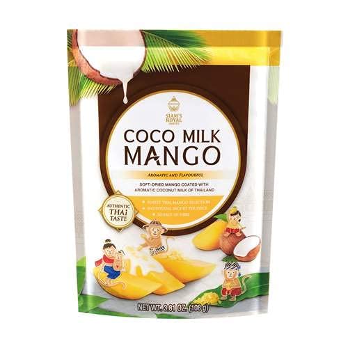 Coco Milk Mango - 6 Slices Chunks Pack - Snack Made with Fresh Thailand Mangoes with Coco Milk Coating Added - Low Sugar