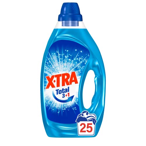 X•TRA Total 3+1 – Lessive Liquide Universelle – 25 Lavages (1.25L) – Lessive Linge Blanc et Couleur – Propreté du linge