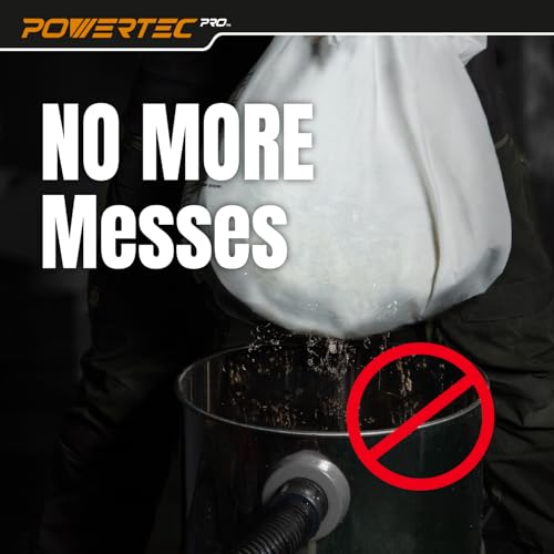 POWERTEC Sacos de vácuo PRO Premium Shop para sujeira úmida e detritos secos de poeira, pacote com 1