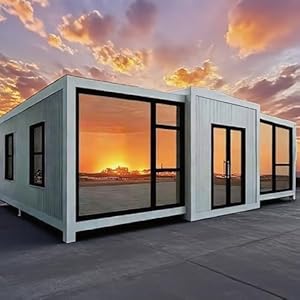 Luxury Modern Prefabricated Foldable House 2 Bedroom 20ft 30ft 40ft Expandable Prefab Tiny Home Mobile Office Container House Movable Durable Sandwich Panel Steel for Backyard Office or Guest Room Use