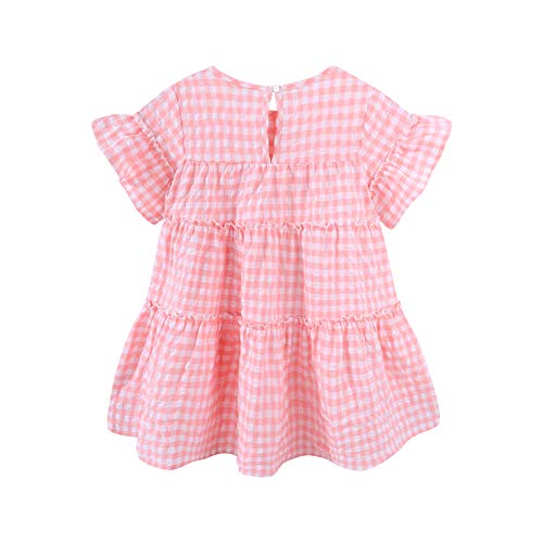 Little Girls Dresses Short Sleeve Cotton Plaid Kids Summer Dress2
