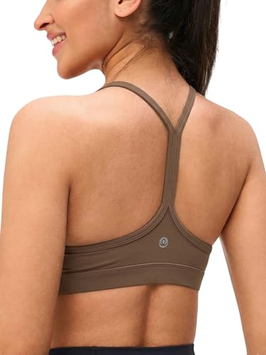 Image of Womens Y Back Padded Sports Bra Strappy U Neck Butter Soft Low Impact Workout Bras Yoga Pilates Walking