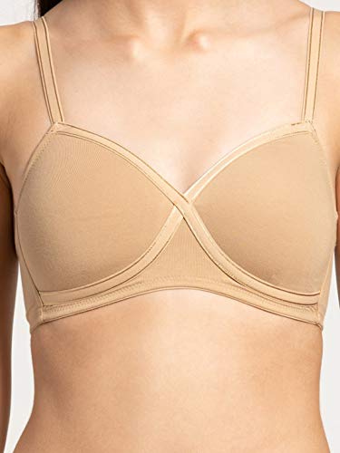 Image of Jockey FE40 Women Wirefree Padded Super Combed Cotton Elastane Stretch Full Coverage T-Shirt Bra with Cross Over Fit
