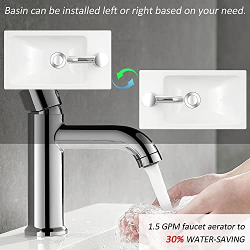 Spurgehom 16" Bathroom Vanity W/Sink Combo For Small Space, Wall Mounted Bathroom Cabinet Set With Chrome Faucet Pop Up Drain U Shape Drain #TOP6