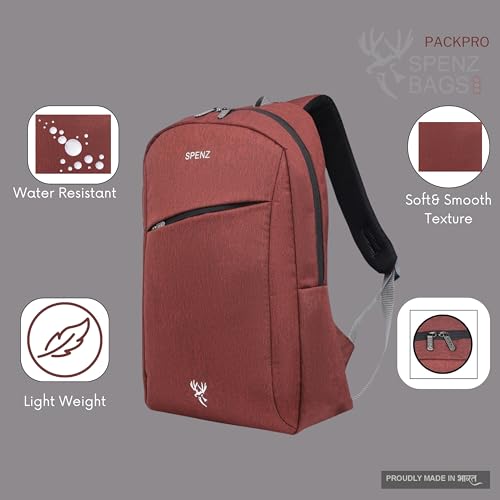Image of SPENZ BAGS Laptop Backpack -Breathable Shoulder Straps, Mesh Side Pocket, Waterproof, Front Zipped Pocket, Padded Laptop Compartment, Backpacks