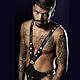 BDSMYOU Herren Punk Body Brust Harness Männer Leder Geschirr Knappes Harness mit Slip für Penis Dildo,Gothic Kleid Nachtshow Kostüme Herren Sexy Sklave Clubwear,BDSM Sexspielzeug für Paare Extrem Sex