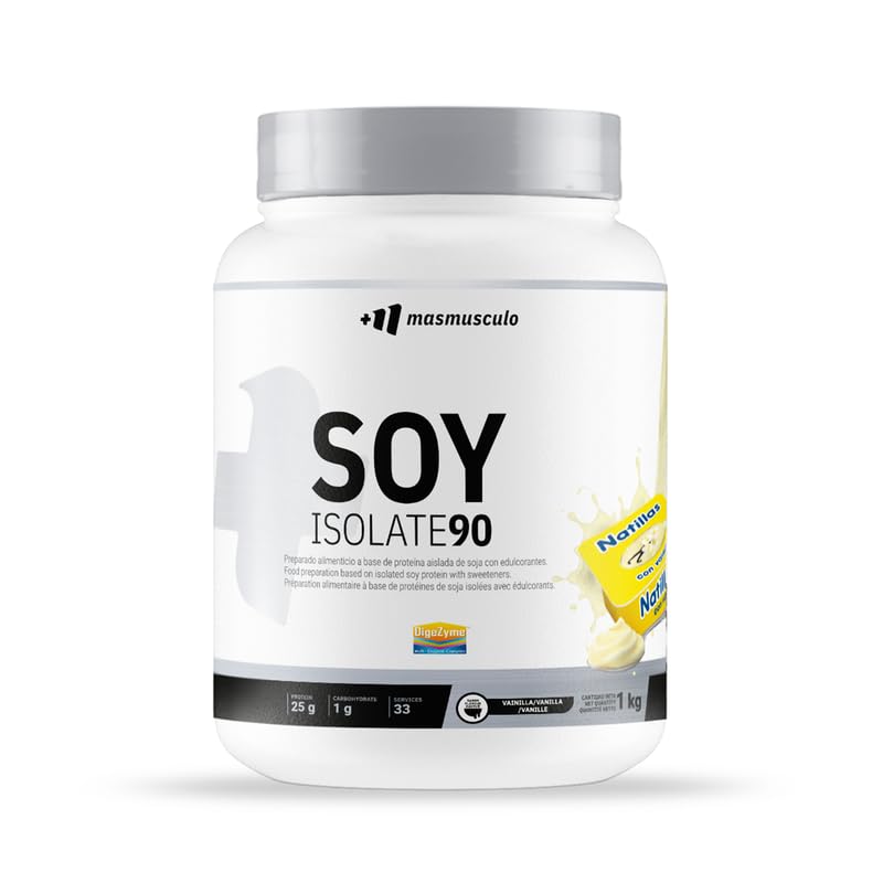 MM SUPPLEMENTS - SOY Isolate 90-1 Kg - Proteína Aislada de Soja - Bajo en Grasas y Azúcares - Ayuda a Aumentar Masa Muscular - Complejo de Enzimas Digestivas - Vegano y sin Lactosa - Sabor Vainilla