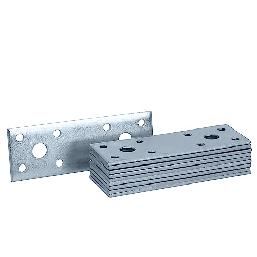 HELPMATE – 12 Stück Flachverbinder 35x100 mm – Holzverbinder galvanisch verzinkt & blau passiviert – Verbindungsplatte mit hervorragendem Korrosionsschutz, stabil & langlebig – einfache Montage