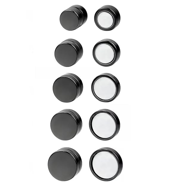 the men thing ROUND BARBELL - BLACK - Magnetic Non-Piercing Pure Titanium Steel Earring for Men & Boys (14mm to 6mm) (14mm)-picture-7