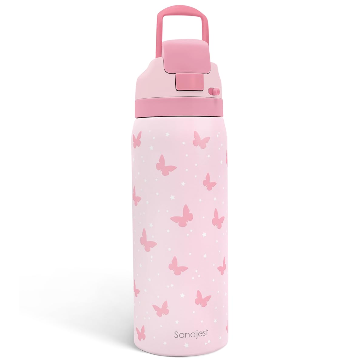Isolierte Edelstahl-Wasserflasche mit Strohhalm für Sport und Reisen, 900 ml, Geschenk für Frauen, Mädchen, Freunde, Teenager, Geburtstag, Weihnachten, Rosa