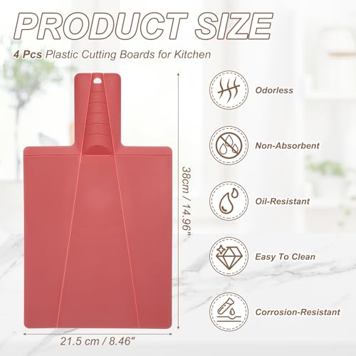 uxcell 4 Pzs Tabla para Cortar Plegable de Plástico Roja miniatura 2