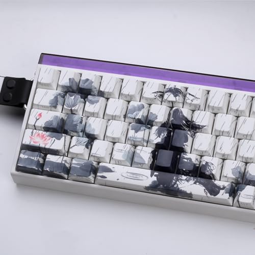 Teclas de flores de lluvia con grabado lateral resistente al desgaste para teclados 60% y 68% 7