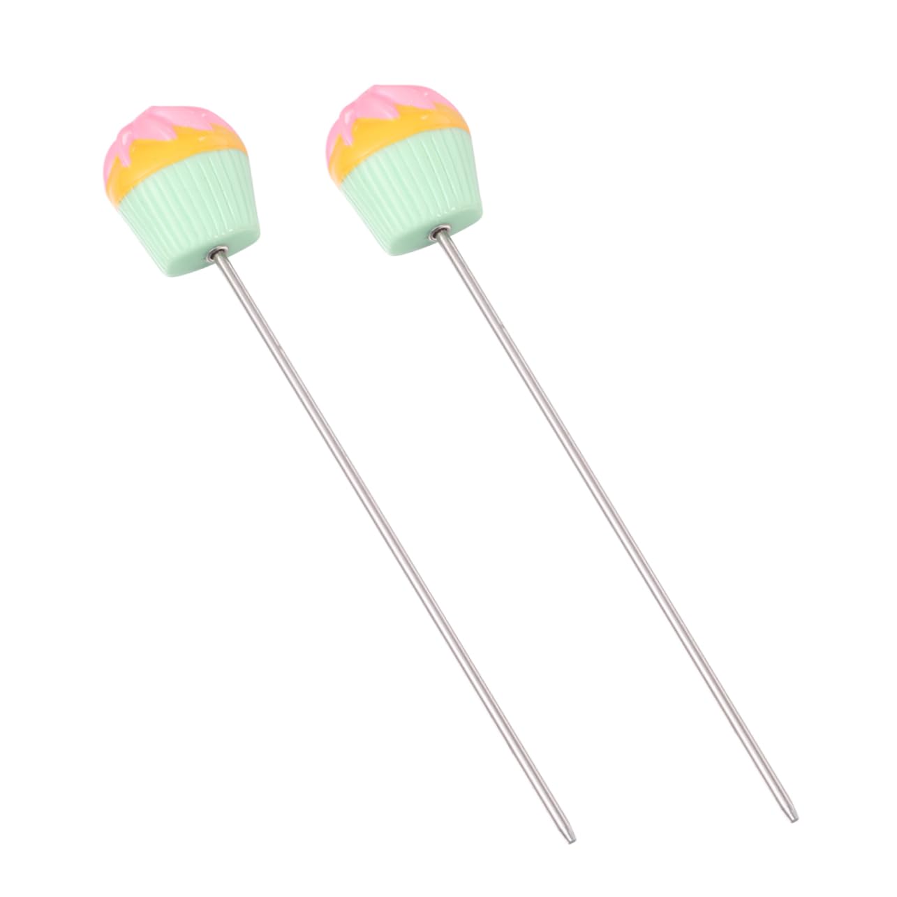 Mikinona 2pcs Stainless Steel Cake Tester Stick Baking Tool Green Cake Pattern Design and Easy to Clean