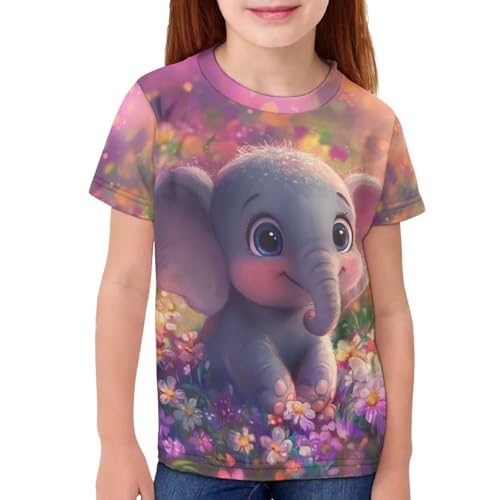 Girls Short Sleeve T Shirts Kids Summer Tops Casual Crewneck Basic Tees 3-16Y3