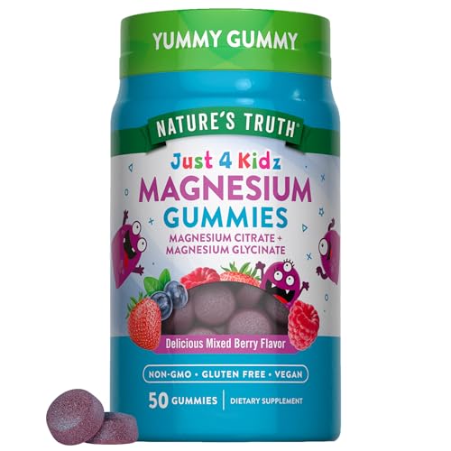 Natures Truth Magnesium Gummies for Kids | Glycinate & Citrate | 50 Count