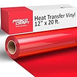 Frisco Craft HTV Vinyl Rolls - Heat Transfer Vinyl Rolls for Custom Prints - 12' x 20ft Matte HTV Roll - Iron on for All Cutter Machines - PU Heat Transfer - DIY (Red)