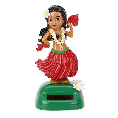 NOPNOG Car Solar Shaking Head Ornament, Hula Hawaii Girl Style, for Car Dashboard Decoration (Red)