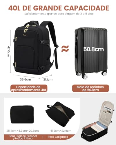Image of LOVEVOOK 40L Carry On Travel Backpack for Women Men Flight Approved