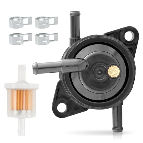 BlueStars 49040-7008 49040-0770 MIU12470 Fuel Pump - Compatible with Kawasaki FS FR FX Series Engines FS481V FS541V FS600V FS651V FS691V FS730V FR541V FR600V FR651V FR691V FR730V Fuel Filter Clamps