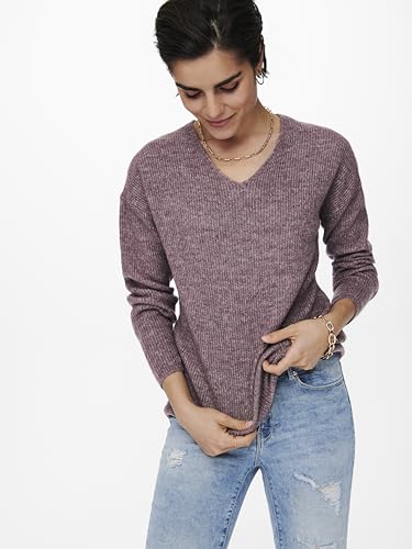 ONLY Damen ONLCAMILLA V-Neck Strickpullover 2-Pack, Rose Brown Melange/Birch Melange, XXXL – Ansicht 2