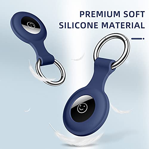 Dirrelo Airtag Keyring Compatible with Apple Airtag Holder Case, 4 Pack Silicone Case Tracker keychain Key Ring for Men Women, Safety Anti-lost Protector Case Cover, Black+Green+Blue gray+Red - Image 5