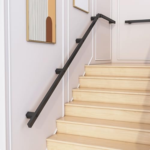 Rampe d'escalier noire en métal forgé de 600 cm avec supports muraux - 2