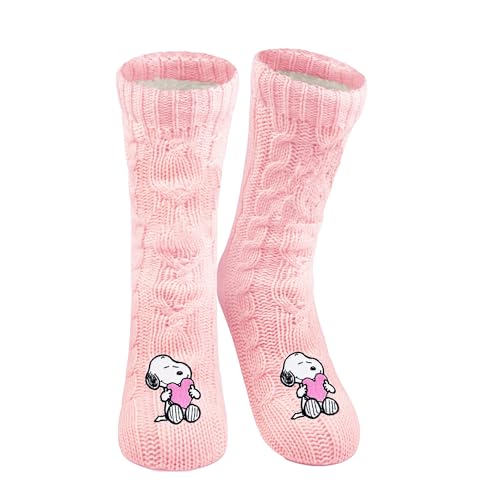 United Labels The Peanuts Snoopy Kuschelsocken für Damen Rosa 39-42 flauschige Stoppersocken warme Socken Hüttensocken