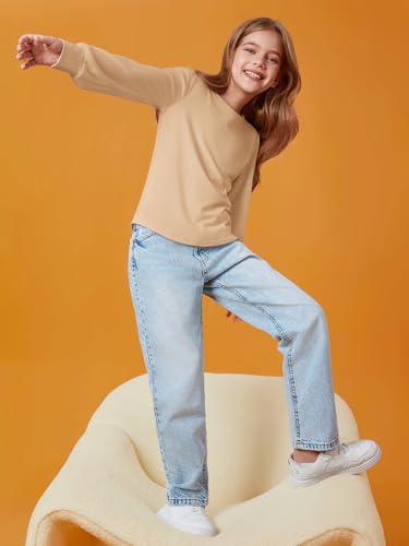 Image of Haloumoning Girls Puff Long Sleeve Shirts Fall Tops 5-14Y