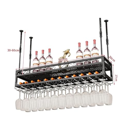 Étagère à vin de plafond de luxe 120cm avec support verre à l'envers