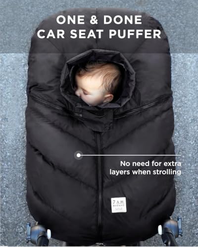 Image of 7AM Enfant Car Seat Covers - Cocoon Baby Cover for Boys & Girls, Rain & Snow Repellent, Breathable Windproof, Center Zipper, Universal Fit for Infant Car Seat (0-12M) (Stella)