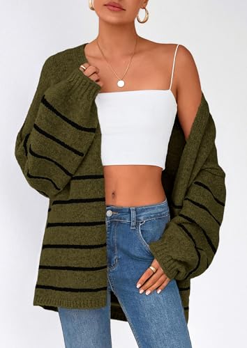 Image of PRETTYGARDEN Womens Oversized Cardigan Sweaters 2026 Fall Long Lantern Sleeve Knit Open Front Lightweight Sweater