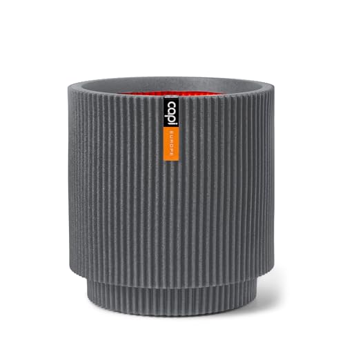 Capi Europe - Gefäß Zylinder Groove NL - 41x43 - Dunkelgrau - Öffnung Ø36 - Blumentopf für den Innen- und Außeneinsatz - KGVDG883