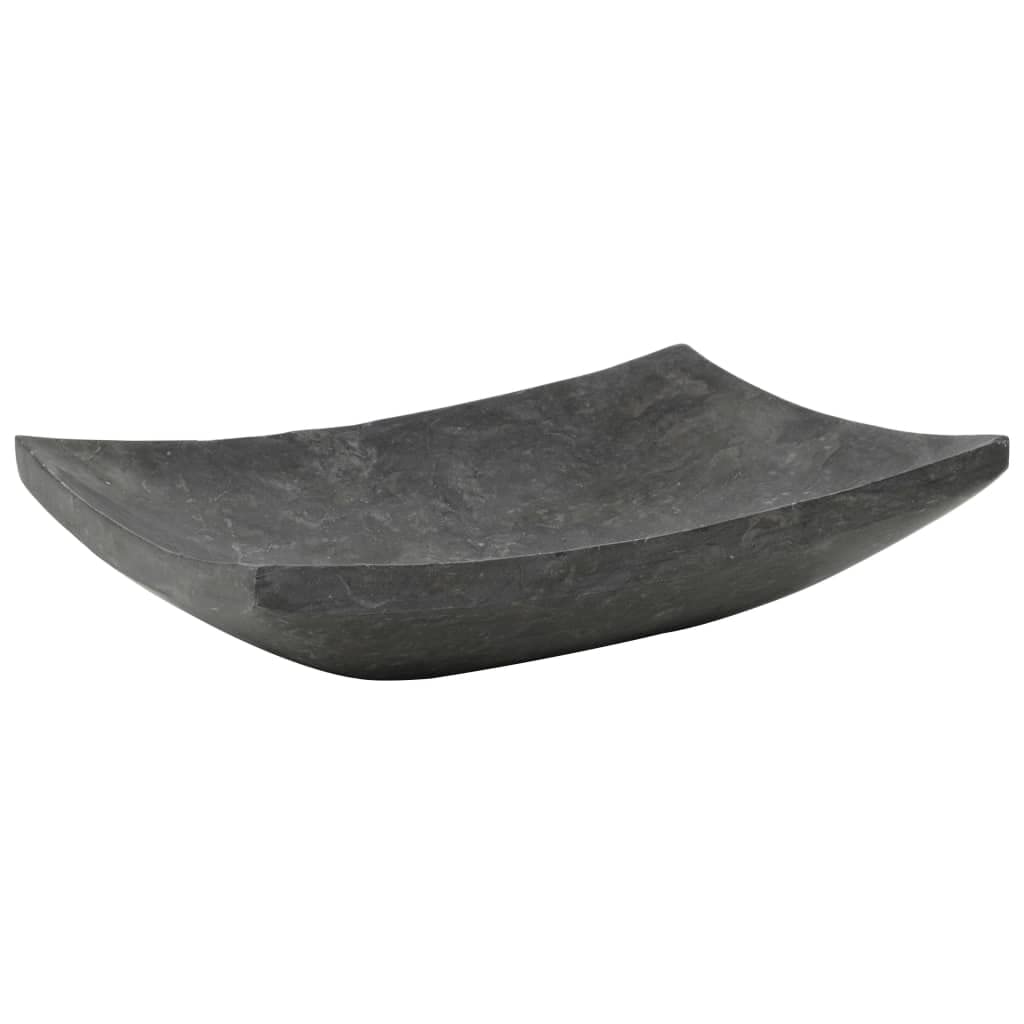 vidaXL Évier Pierre Naturelle Marbre Noir Lavabo Lave-Mains Vasque Toilette