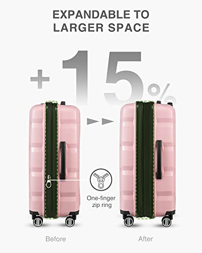 Luggex 2 Piece Carry On Luggage Set For Women - Pp Hard Sided Luggage With Spinner Wheels - Pink Suitcase With Tsa Lock, Expandable And Lightweight #TOP2