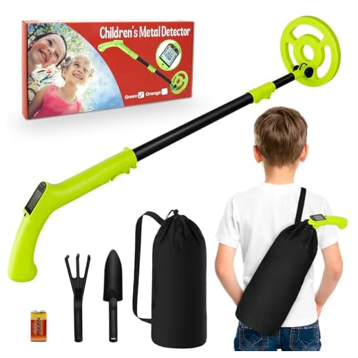 iTayga Children's Metal Detector, Adjustable Metal Detector (24 - 35 inches), High Precision, Professional, Waterproof, Foldable Metal Detector with Spool, Very Light (Only 0.88 lbs), Green