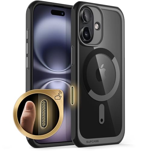 SUPCASE for iPhone 16 Case with Camera Control Capture Button (Unicorn Beetle Mag), [Compatible with MagSafe] Slim Shockproof Protective Magnetic Phone Case for iPhone 16 6.1'' 2024, Black